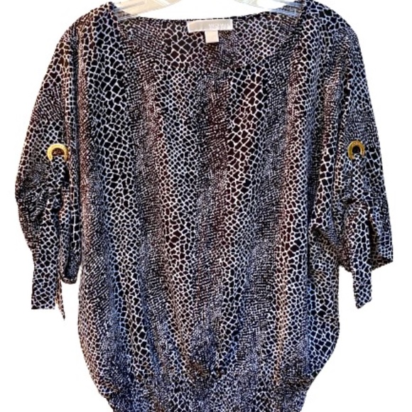 Michael Kors Python-Print Tie Sleeve Top L - Picture 2 of 6